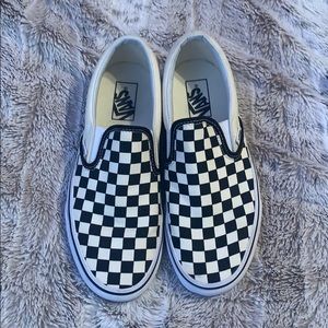 Woman’s size 9.5 (men’s 8) slip on checkered vans